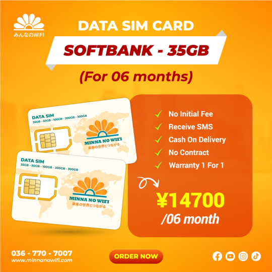 Data Sim For 06 Months: Softbank - 35GB