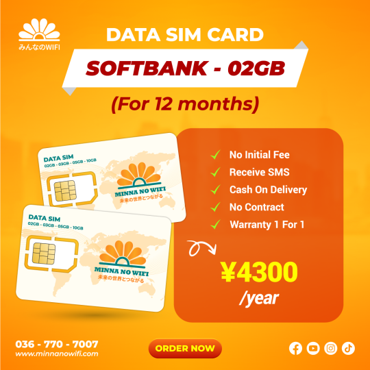 Data Sim For 12 Months: Softbank - 02GB