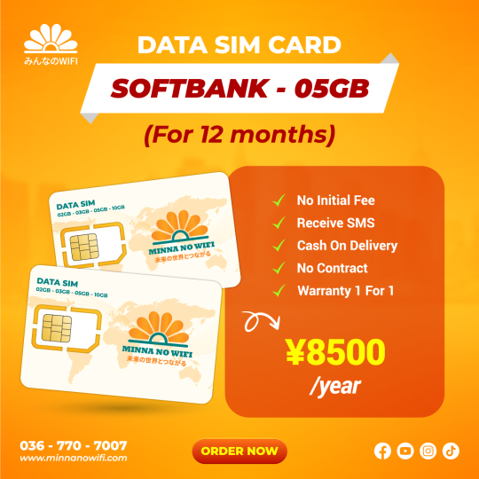 Data Sim For 12 Months: Softbank - 05GB