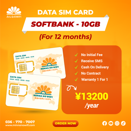 Data Sim For 12 Months: Softbank - 10GB