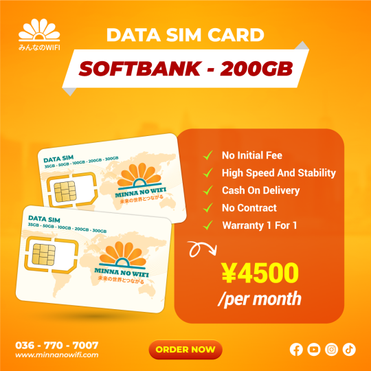 Data Sim Card: Softbank - 200GB